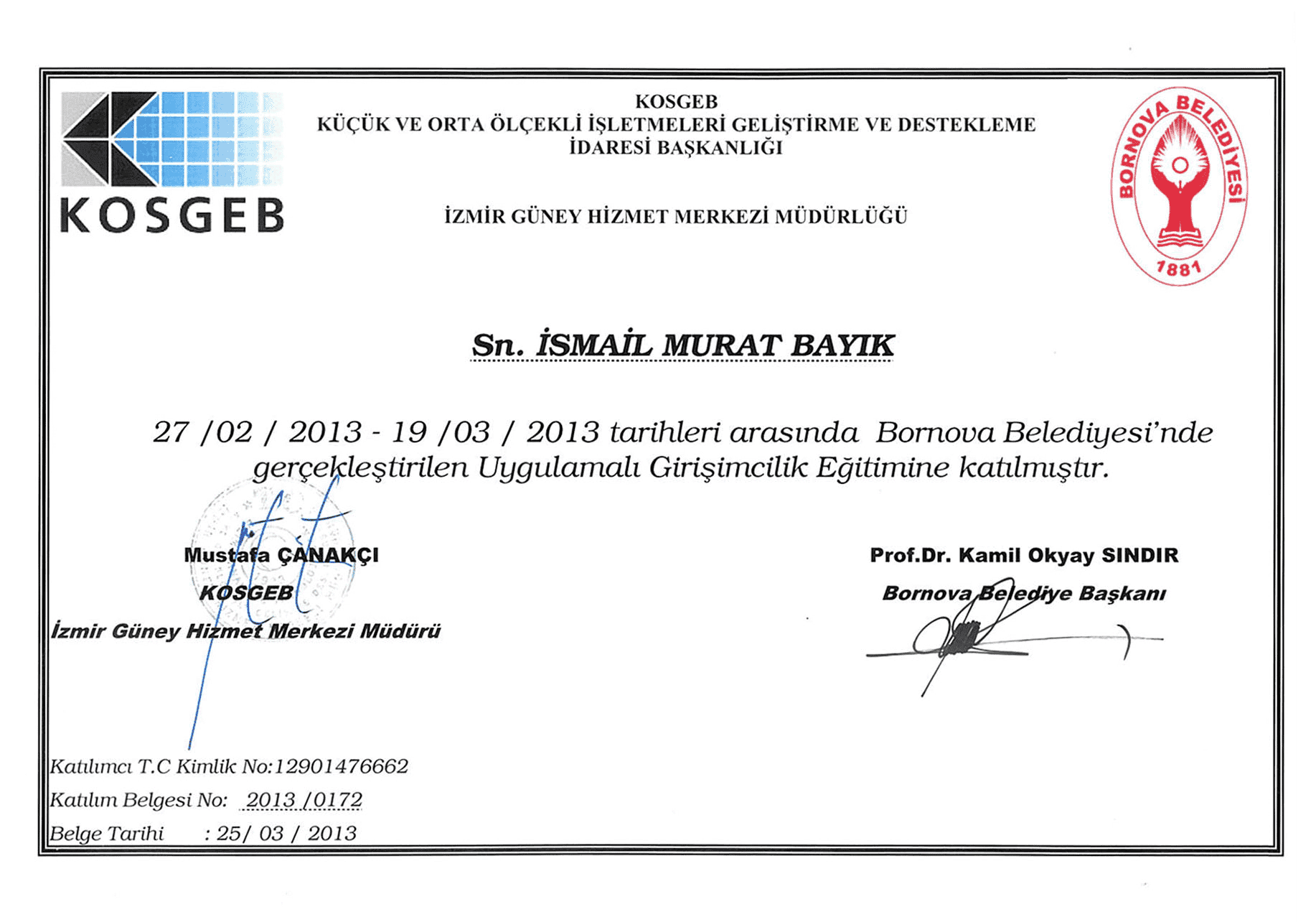 KOSGEB GİRİŞİMCİLİK -CERT