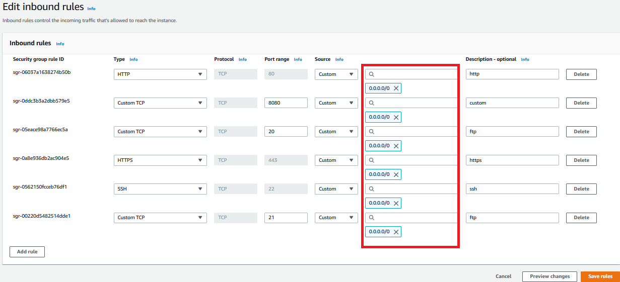 Règles Entrantes ALB