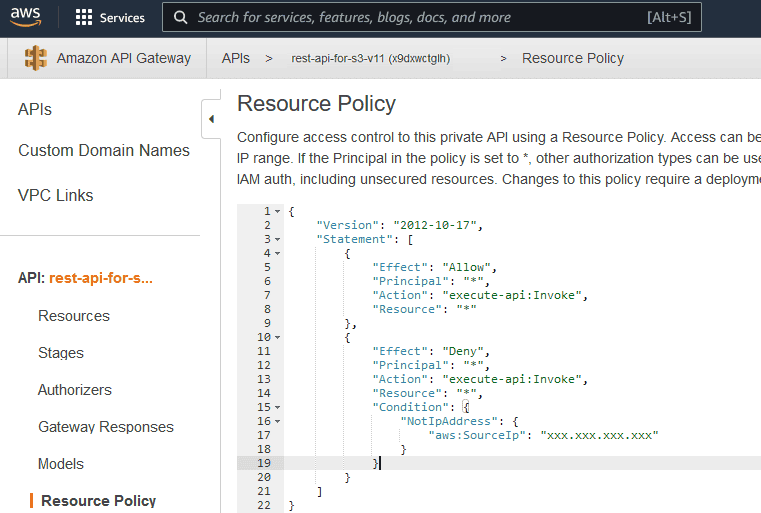 إعداد Resource Policy
